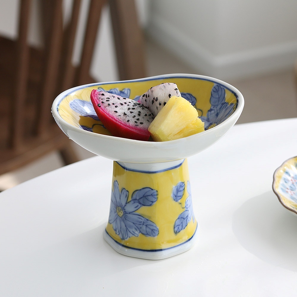 “굽찬기 굽접시 일식 도자기 높은 그릇 파란꽃 기둥접시” 솔직 후기, 정말 추천해요