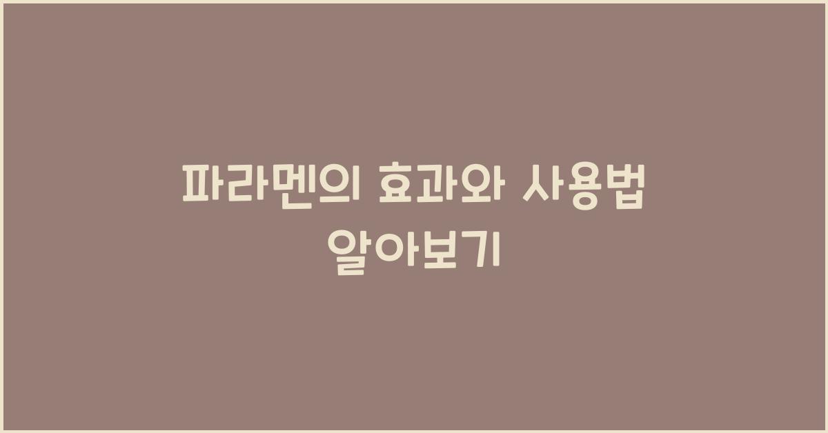 파라멘의 효과와 사용법 알아보기